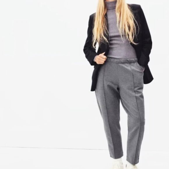 Everlane The Dream Pant Pull On Tailored Trouser Heathered Charcoal Gray Sz M - Picture 2 of 5